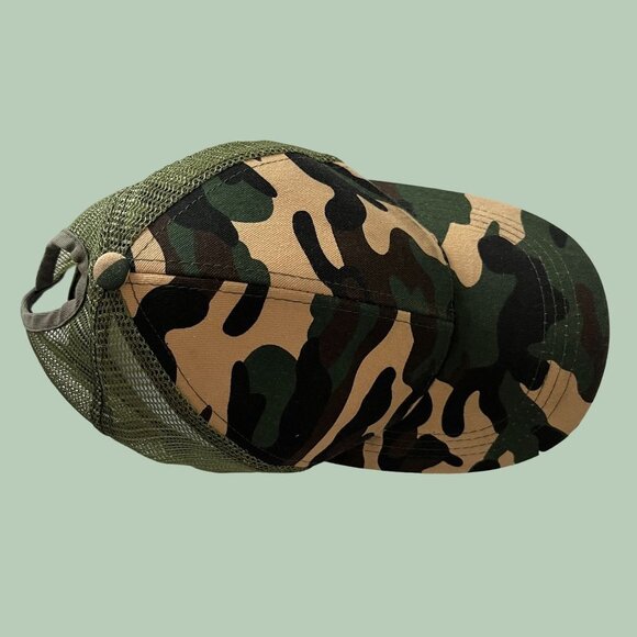 Camouflage Hat Cap Adult Stap Back Green Tan Mesh OSFA Baseball Camo Trucker Men - Picture 4 of 7
